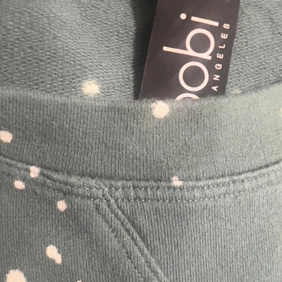 BOBI Los Angeles Bleach Splatter Terry Cropped Long Sleeve Sweatshirt Size S - Picture 9 of 9